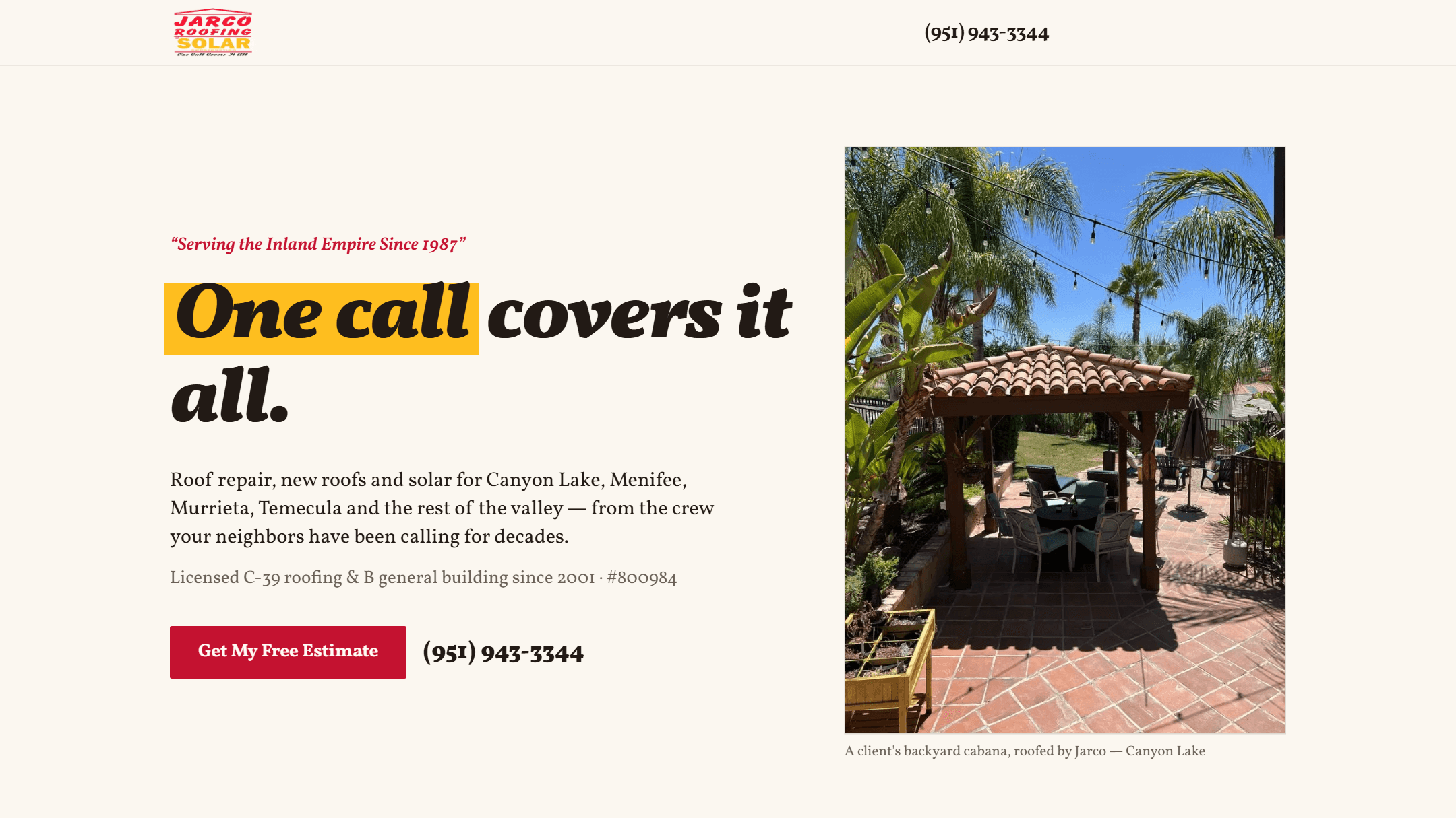Concept site built for Jarco Roofing & Solar