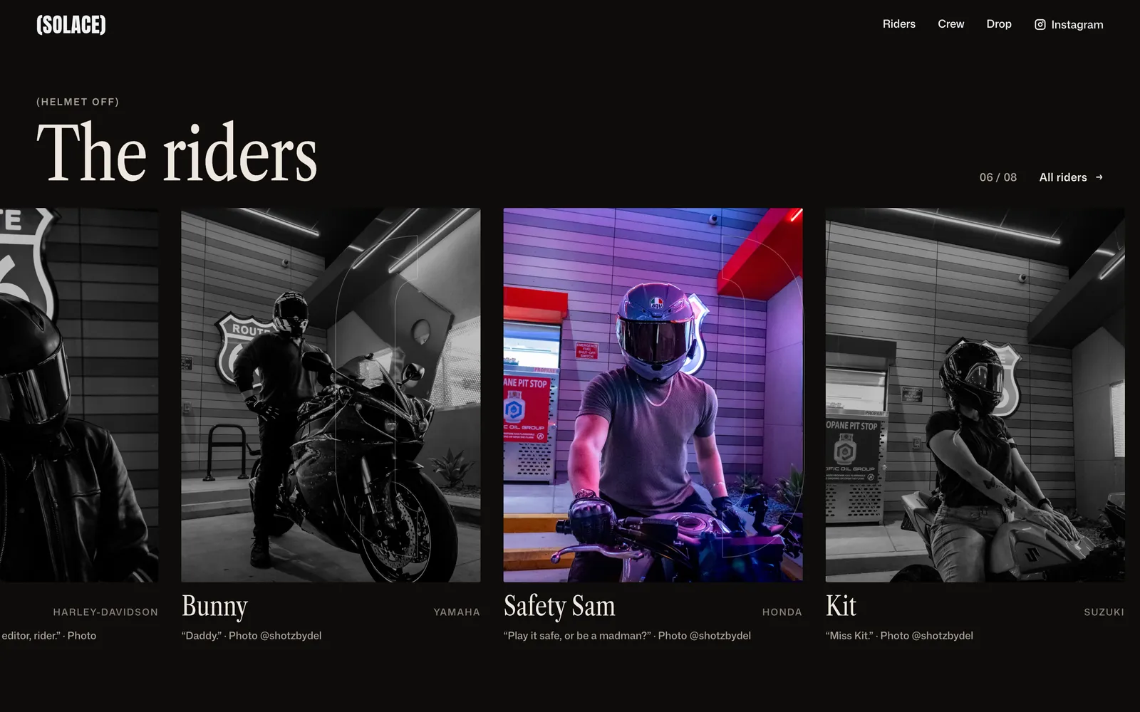 The riders reel: portraits of Bunny, Safety Sam and Kit